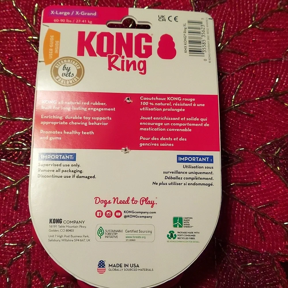 KONG Dog Ring Toy - Durable Natural Rubber XL Made in the USA NWT SO 1 Left!